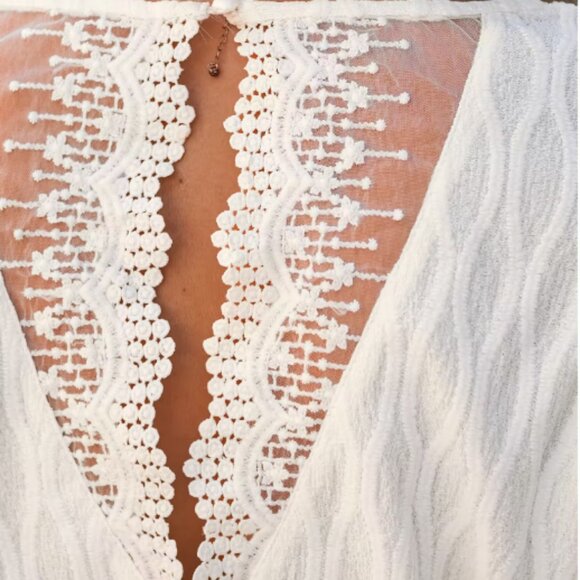 Ivory Smocked Trumpet Sleeve Blouse - Picture 4 of 5